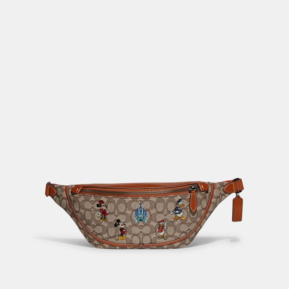 ALMOST PERFECT Coach Disney X Coach League Belt Bag Sig Textile Jacquard Micke - Picture 1 of 7
